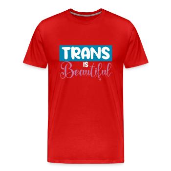 Il y a plus de 2 genres trans c’est beau - T-shirt bio Premium Homme - rouge - Devant - Damien (186cm)