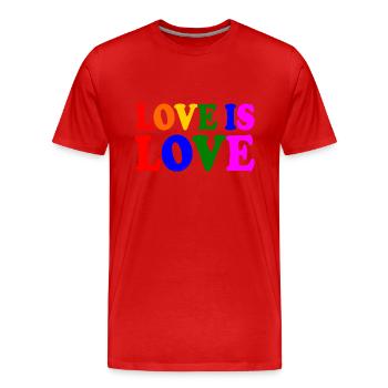 Love is love - T-shirt bio Premium Homme - rouge - Devant - Damien (186cm)
