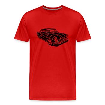 Chevy Cadilac / Muscle Car 02_schwarz - Männer Premium Bio T-Shirt - Rot - Vorne - Damien (186cm)