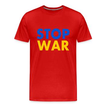 Stop war - T-shirt bio Premium Homme - rouge - Devant - Damien (186cm)