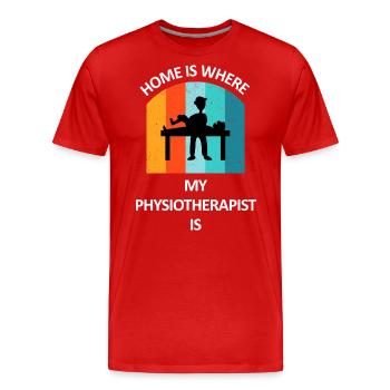 Physiothérapeute Cadeau humoristique disant drôle - T-shirt bio Premium Homme - rouge - Devant - Damien (186cm)