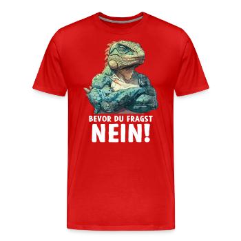 Reptiles Iguane Vert Avant Que Vous Ne Demandiez Non - T-shirt bio Premium Homme - rouge - Devant - Damien (186cm)