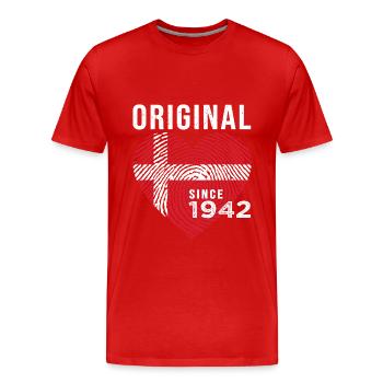 Anniversary 1942 Original Since 1942 Denmark - Men's Premium Organic T-Shirt - red - Front - Damien (186cm)