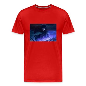 Wilder Krieger im Dunkeln - Männer Premium Bio T-Shirt - Rot - Vorne - Damien (186cm)