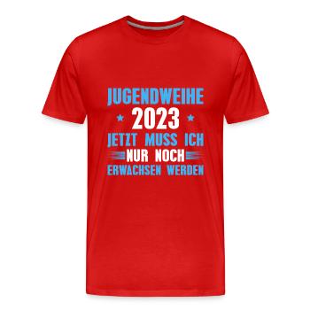 Jugendweihe 2023 Jugendfeier - Männer Premium Bio T-Shirt - Rot - Vorne - Damien (186cm)