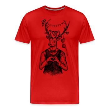 Hirsch - Wiesnhirsch - Pistenhirsch - - Männer Premium Bio T-Shirt - Rot - Vorne - Damien (186cm)
