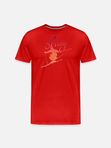 Skiing Ski - Männer Premium Bio T-Shirt - Rot
