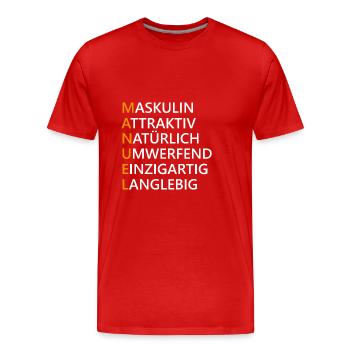 Manuel Name Geschenk - Männer Premium Bio T-Shirt - Rot - Vorne - Damien (186cm)
