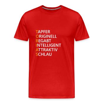 Tobias Name Geschenk - Männer Premium Bio T-Shirt - Rot - Vorne - Damien (186cm)
