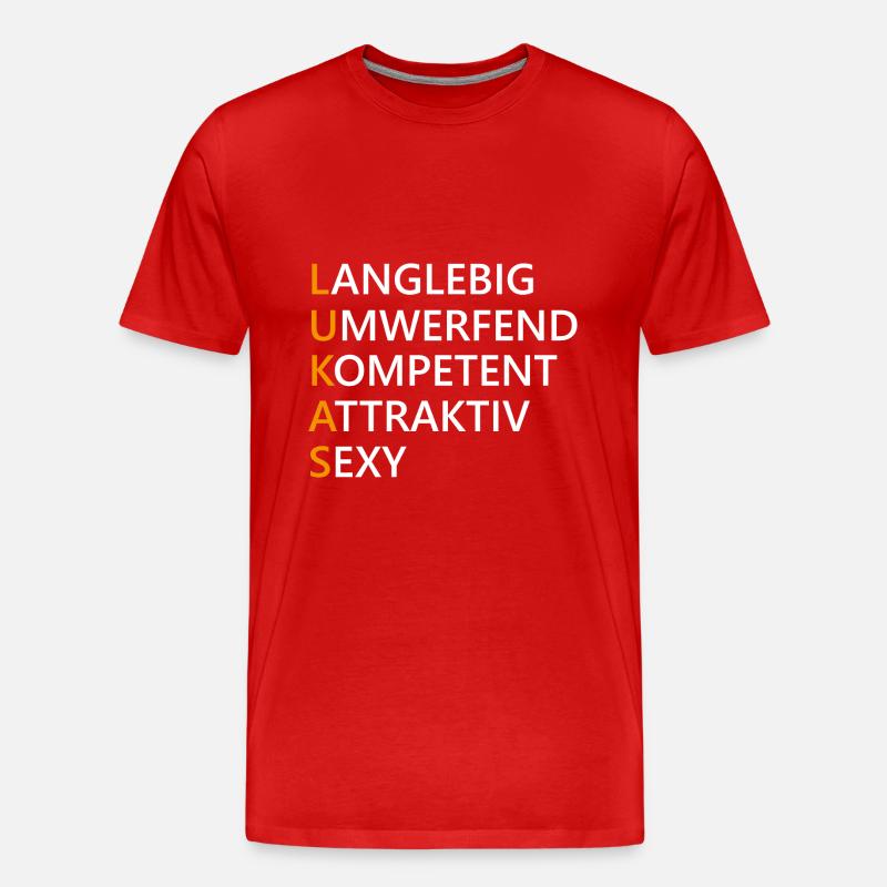 Lukas Name Geschenk - Männer Premium Bio T-Shirt - Rot