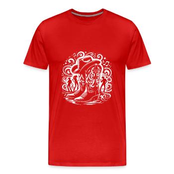 Line Dancing Country Dance - Line Dance Tanzen - Men's Premium Organic T-Shirt - red - Front - Damien (186cm)