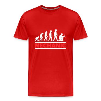 Mécanique Evolution Mécano Mécanicien - T-shirt bio Premium Homme - rouge - Devant - Damien (186cm)