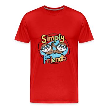 Deux drôles d’amis loutres pour la vie - T-shirt bio Premium Homme - rouge - Devant - Damien (186cm)