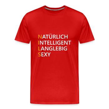 Nils Name Geschenk - Männer Premium Bio T-Shirt - Rot - Vorne - Damien (186cm)