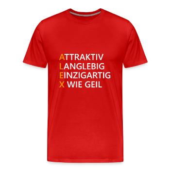 Alex Name Geschenk - Männer Premium Bio T-Shirt - Rot - Vorne - Damien (186cm)