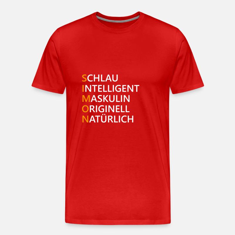 Simon Name Geschenk - Männer Premium Bio T-Shirt - Rot