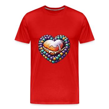 Herz aus Zuckerperlen mit Gebäck - Männer Premium Bio T-Shirt - Rot - Vorne - Damien (186cm)