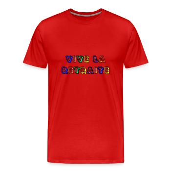 RETRAITE. RETRAITE. RETRAITEE. RETRAITE - T-shirt bio Premium Homme - rouge - Devant - Damien (186cm)