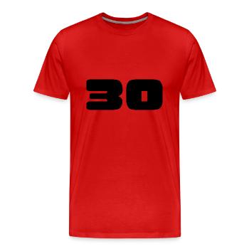 30. 30 JAHRE. 30-JÄHRIGES JUBILÄUM. GEBURTSTAG 30 JAHRE. - Männer Premium Bio T-Shirt - Rot - Vorne - Damien (186cm)