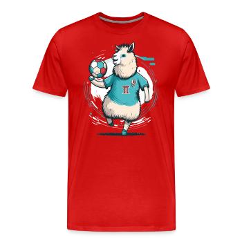 Lama-Ziele - Männer Premium Bio T-Shirt - Rot - Vorne - Damien (186cm)
