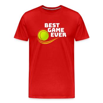 Tennis, meilleur jeu, sport de balle, raquettes - T-shirt bio Premium Homme - rouge - Devant - Damien (186cm)