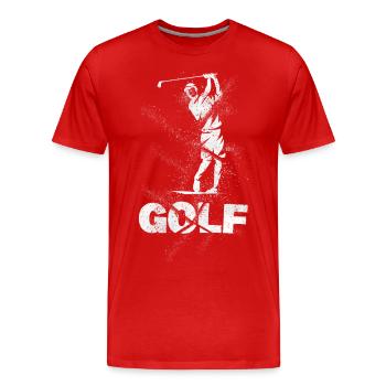 Golf, Golf, Golfer, Sport, Hobby, Splash, Grunge - Men's Premium Organic T-Shirt - red - Front - Damien (186cm)