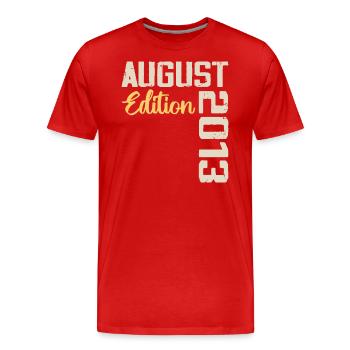 Jubiläum August 2013 - Limited Edition August 2013 - Männer Premium Bio T-Shirt - Rot - Vorne - Damien (186cm)