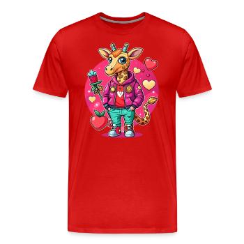 Parade de girafe : girafe cool - T-shirt bio Premium Homme - rouge - Devant - Damien (186cm)