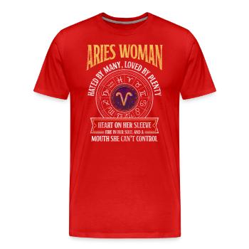 Élément de constellation de naissance de l’horoscope - T-shirt bio Premium Homme - rouge - Devant - Damien (186cm)