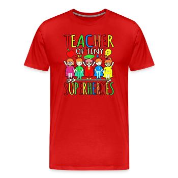 Premier jour de l’enseignant de minuscules super-héros - T-shirt bio Premium Homme - rouge - Devant - Damien (186cm)