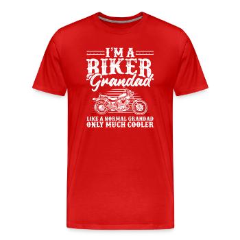 Mens I'm a Biker Grandad Motorcycle Rider Grandad - Men's Premium Organic T-Shirt - red - Front - Damien (186cm)