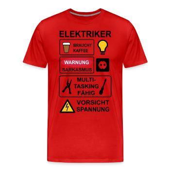 Electrician - Men's Premium Organic T-Shirt - red - Front - Damien (186cm)
