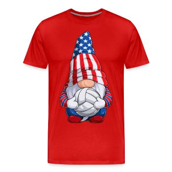 Gnome avec volley-ball ou beach-volley - T-shirt bio Premium Homme - rouge - Devant - Damien (186cm)
