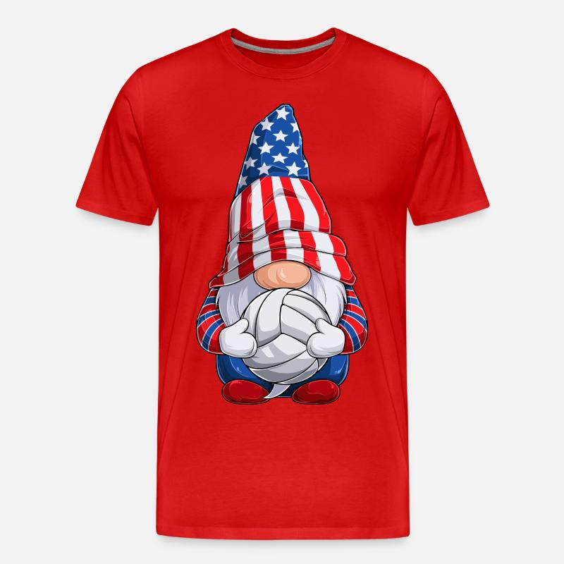 Gnome mit Volleyball oder Beachvolleyball - Männer Premium Bio T-Shirt - Rot