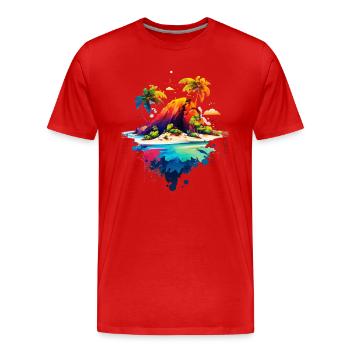 Beautiful Island Illustration | South Sea Island - Men's Premium Organic T-Shirt - red - Front - Damien (186cm)