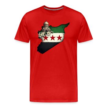 drapeau de la Syrie - Drapeau de la Syrie libre - T-shirt bio Premium Homme - rouge - Devant - Damien (186cm)