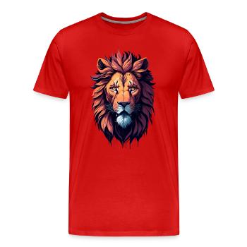 Illustration du lion - T-shirt bio Premium Homme - rouge - Devant - Damien (186cm)