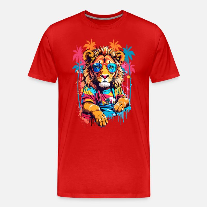 Coole Löwe - Männer Premium Bio T-Shirt - Rot