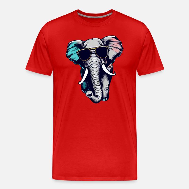 Cool Elefant - Elefant mit Sonnenbrille - Männer Premium Bio T-Shirt - Rot