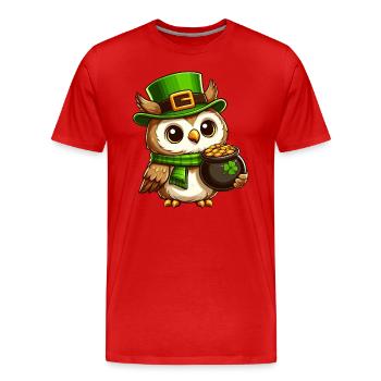 Hibou d’or de la Saint-Patrick - T-shirt bio Premium Homme - rouge - Devant - Damien (186cm)