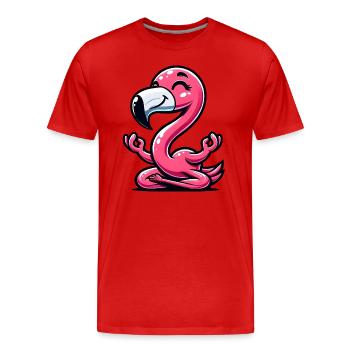 Flamingo Yoga Meditation Entspannung - Männer Premium Bio T-Shirt - Rot - Vorne - Damien (186cm)