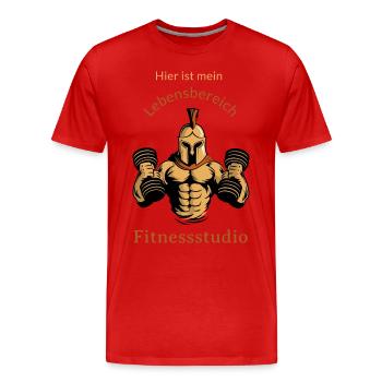 Hier ist mein Lebensbereich Fitnessstudio - Männer Premium Bio T-Shirt - Rot - Vorne - Damien (186cm)