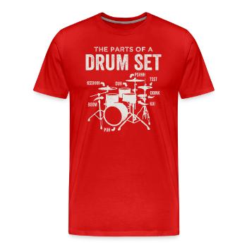 Teile eines Schlagzeugs Schlagzeuger Schlagzeuger Schlagzeuger Musiker - Männer Premium Bio T-Shirt - Rot - Vorne - Damien (186cm)
