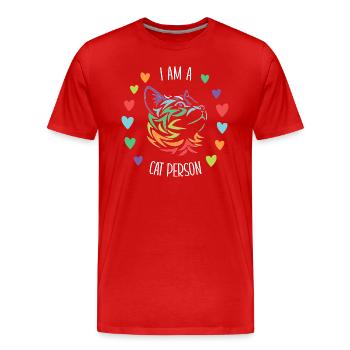 I am a cat person - cat lover - Men's Premium Organic T-Shirt - red - Front - Damien (186cm)