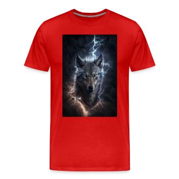 Wolf Blitz Thunder Epic Cool Epic Wolves - T-shirt bio Premium Homme - rouge - Devant - Damien (186cm)