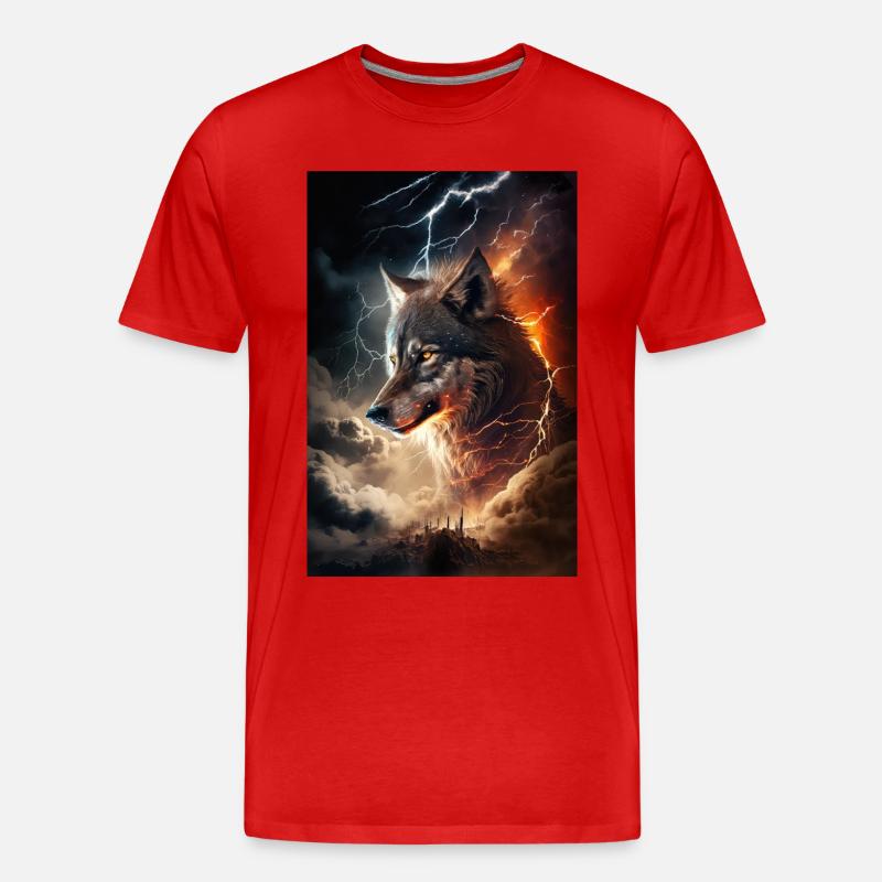 Wolf Blitz Thunder Epic Cool Epic Wolves - T-shirt bio Premium Homme - rouge