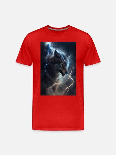 Wolf Blitz Thunder Epic Cool Epic Wolves - T-shirt bio Premium Homme - rouge