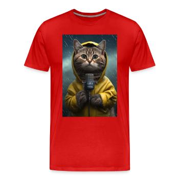 Cat Lusitg Regenmante Pluie Prévisions Météo Météo - T-shirt bio Premium Homme - rouge - Devant - Damien (186cm)