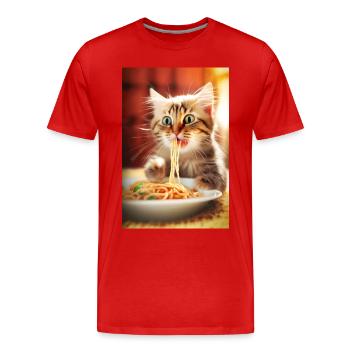 Drôles de spaghettis de chat - T-shirt bio Premium Homme - rouge - Devant - Damien (186cm)