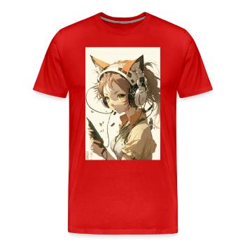 Anime Cat Girl Manga Otaku Waifu - T-shirt bio Premium Homme - rouge - Devant - Damien (186cm)
